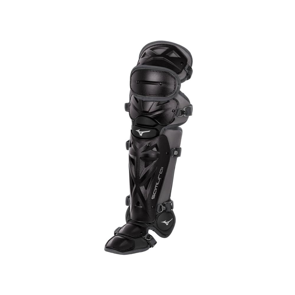 Mizuno Samurai leg guards in black and grey