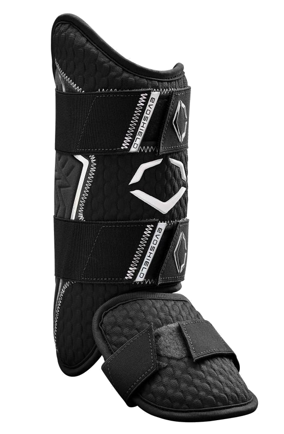EvoShield Pro-SRZ 2.0 black batter's leg guard front view
