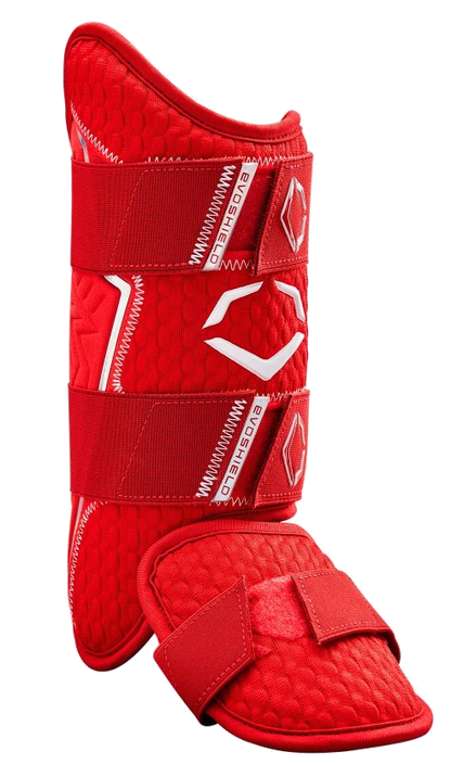 EvoShield Pro-SRZ 2.0 red batter's leg guard front view