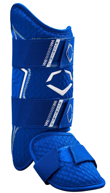 EvoShield Pro-SRZ 2.0 blue batter's leg guard front view