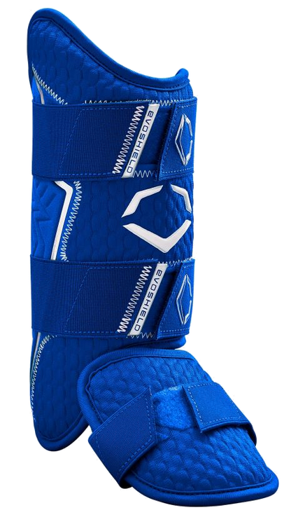 EvoShield Pro-SRZ 2.0 blue batter's leg guard front view