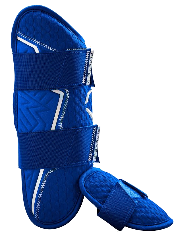 EvoShield Pro-SRZ 2.0 blue batter's leg guard side view