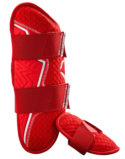 EvoShield Pro-SRZ 2.0 red batter's leg guard side view