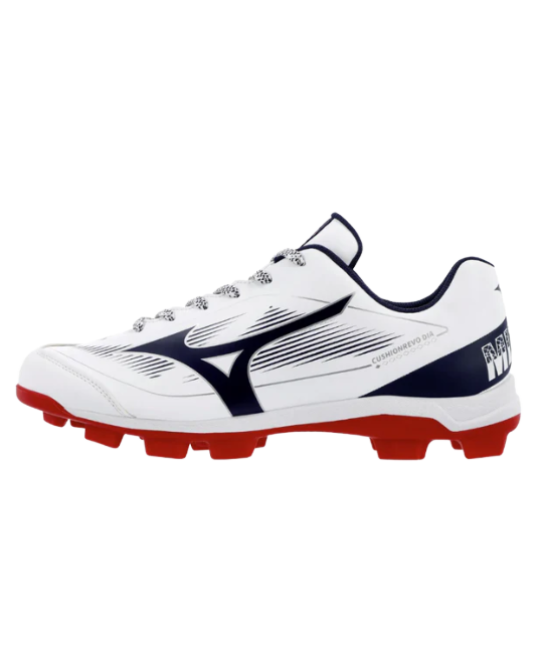 Mizuno Cushion Revo - Molded Cleats (White/Navy/Red)