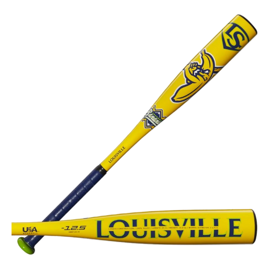 2025 Louisville Slugger Savannah Bananas (-12.5) T-Ball Bat on a transparent background