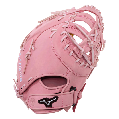 2027 Mizuno MVP Prime 13" Fastpitch First Base Mitt - White/Pink on a transparent background