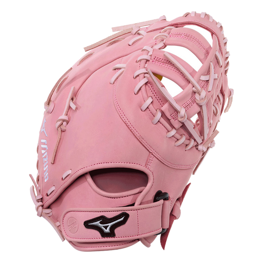 2027 Mizuno MVP Prime 13" Fastpitch First Base Mitt - White/Pink on a transparent background
