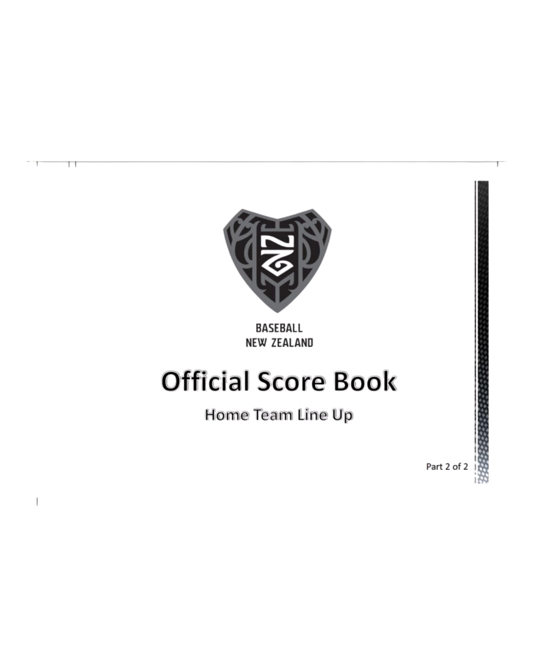 Offical Baseball NZ Scorebook - Home and Away Set