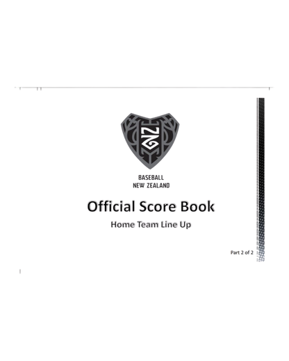 Offical Baseball NZ Scorebook - Home and Away Set