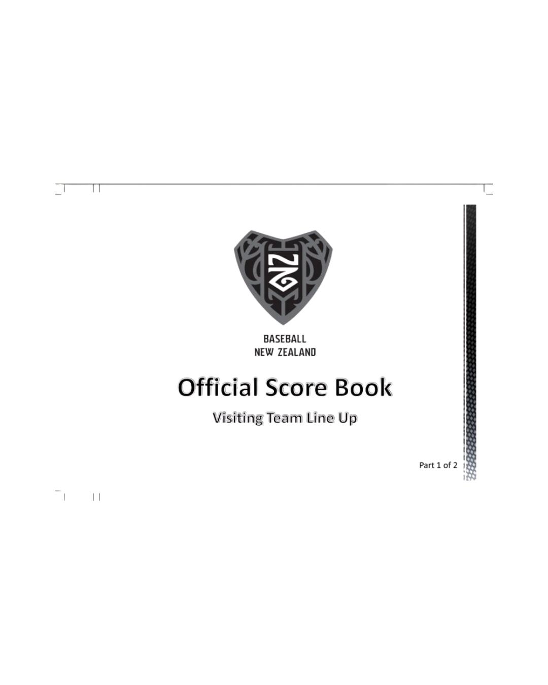 Offical Baseball NZ Scorebook - Home and Away Set