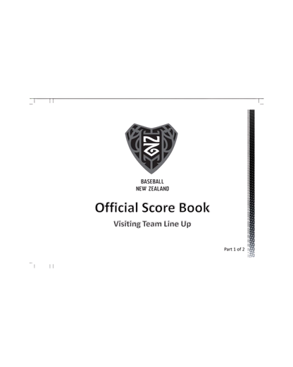 Offical Baseball NZ Scorebook - Home and Away Set