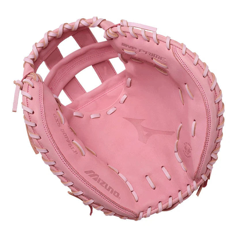 Mizuno MVP Prime 34" fastpitch catcher’s mitt white and pink