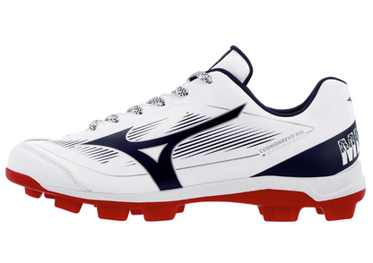 Mizuno Cushion Revo - Molded Cleats (White/Navy/Red)