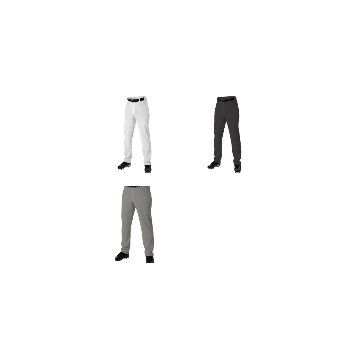 Adult baseball and softball pants in white, grey and black