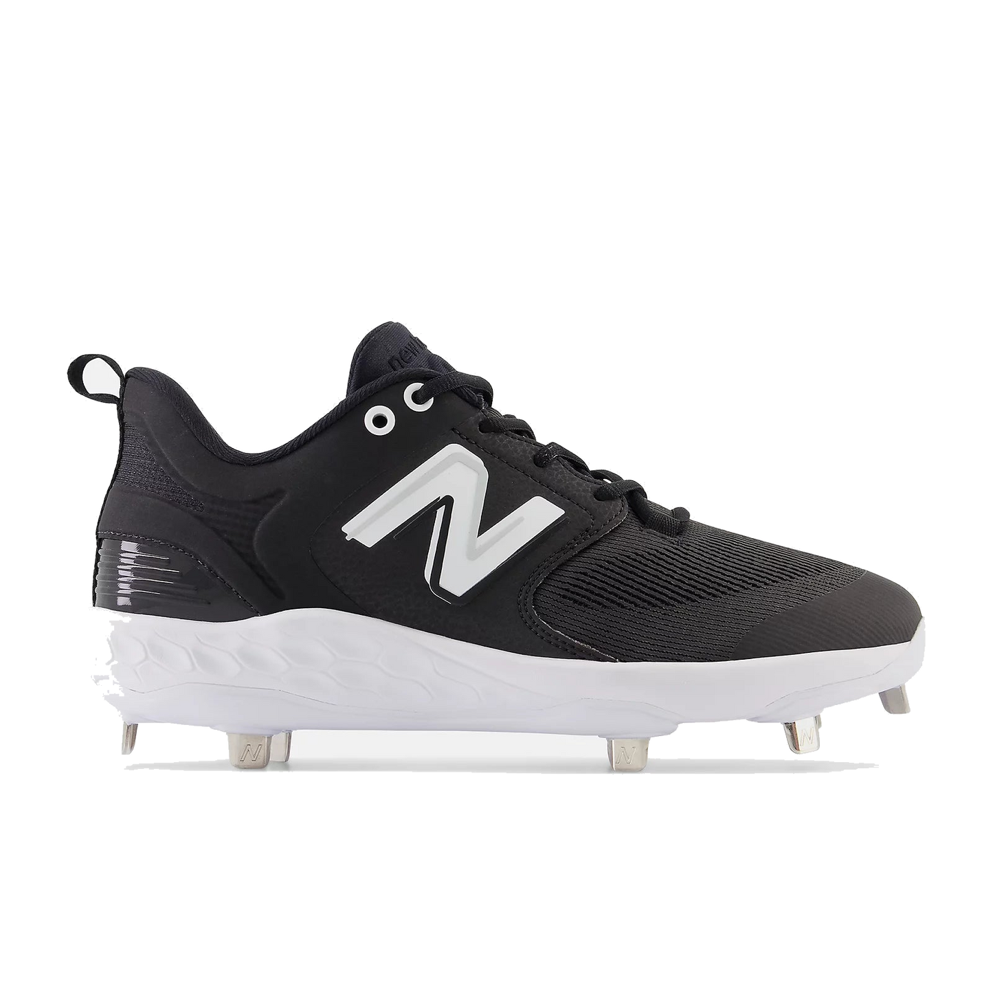 New Balance Fresh Foam X 3000 V6 black metal cleat side