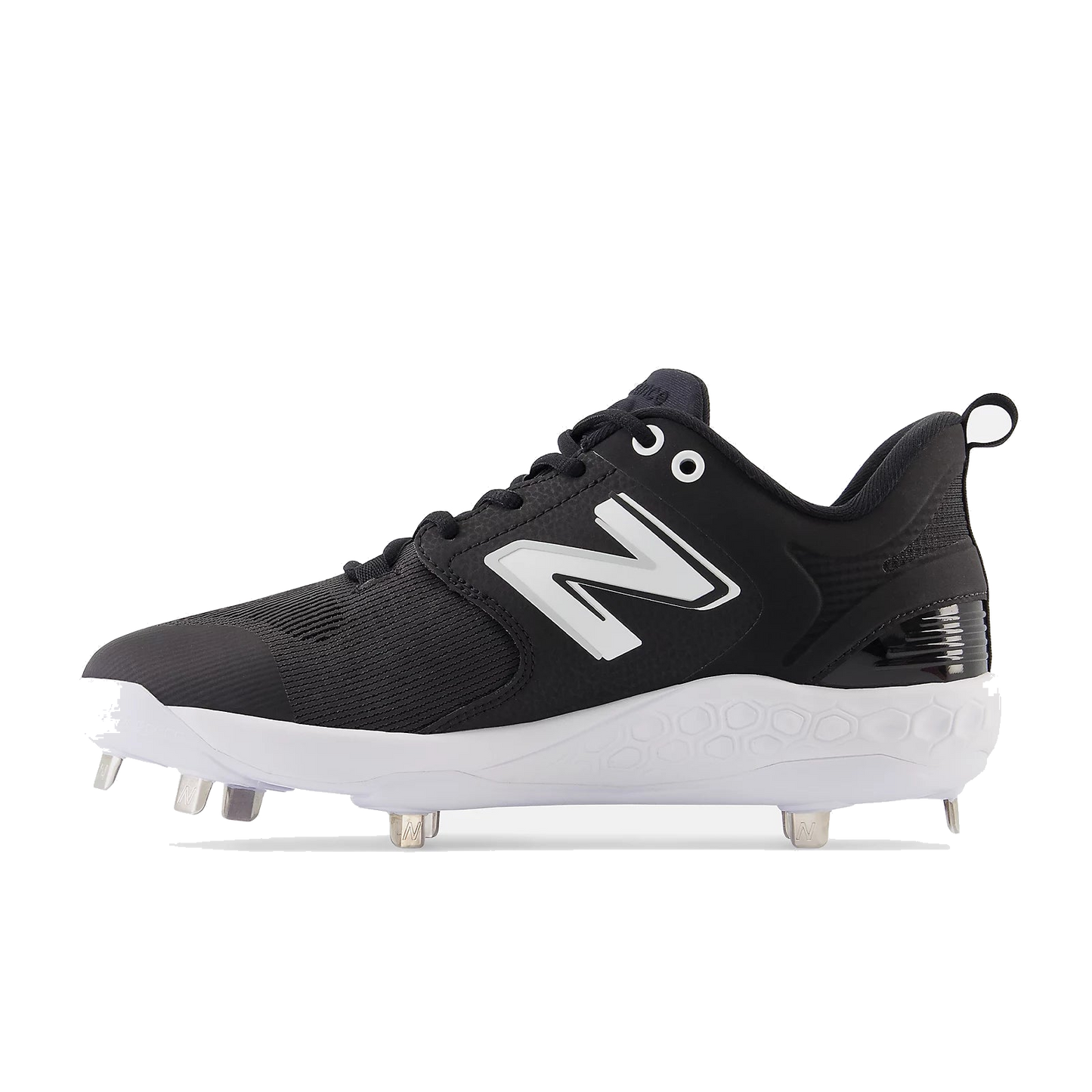 New Balance Fresh Foam X 3000 V6 black metal cleat profile