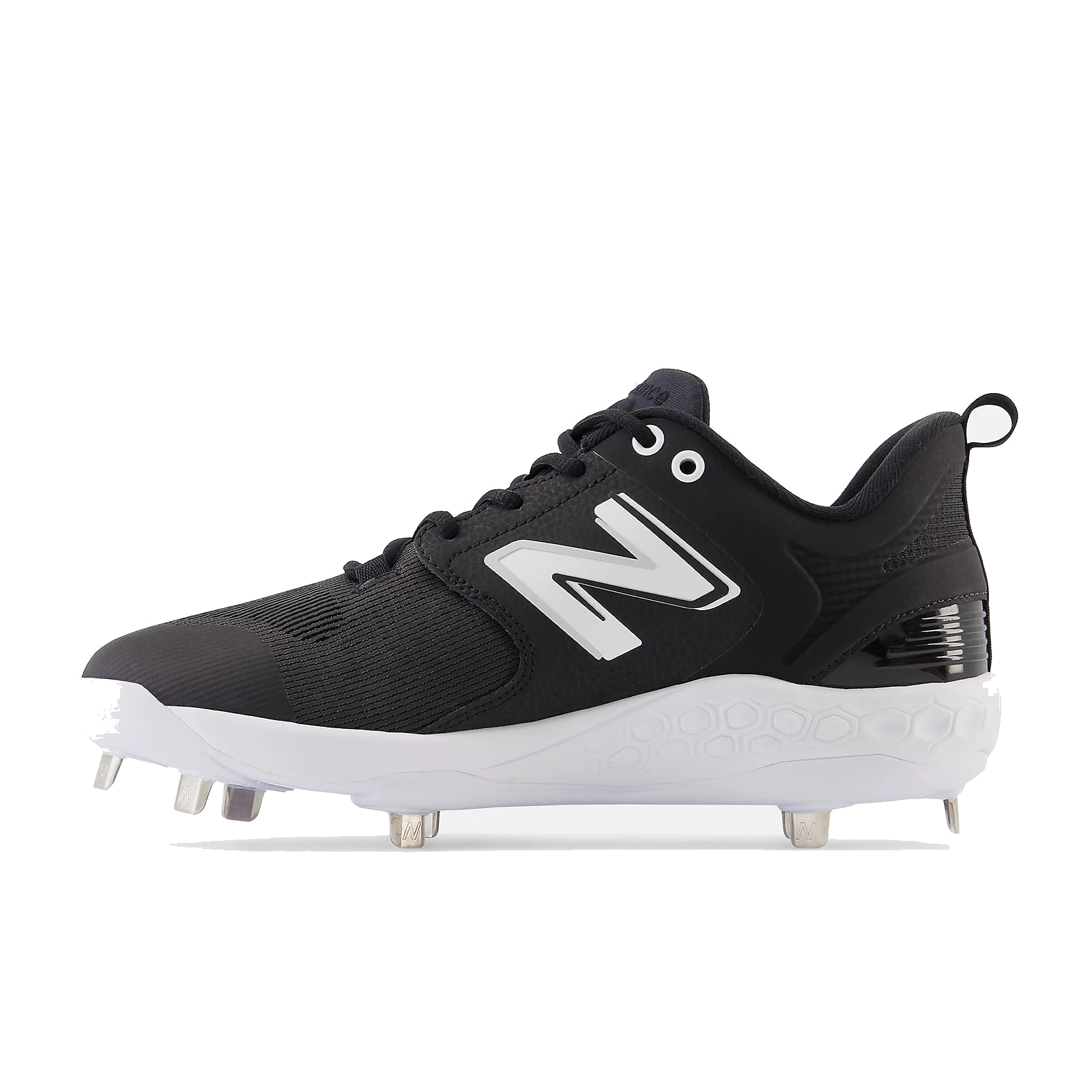 New Balance Fresh Foam X 3000 V6 black metal cleat profile