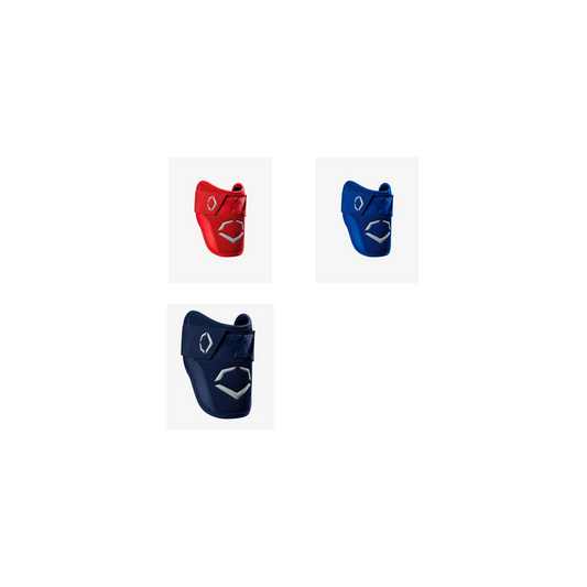 EvoShield SRZ elbow guards in red, blue and navy