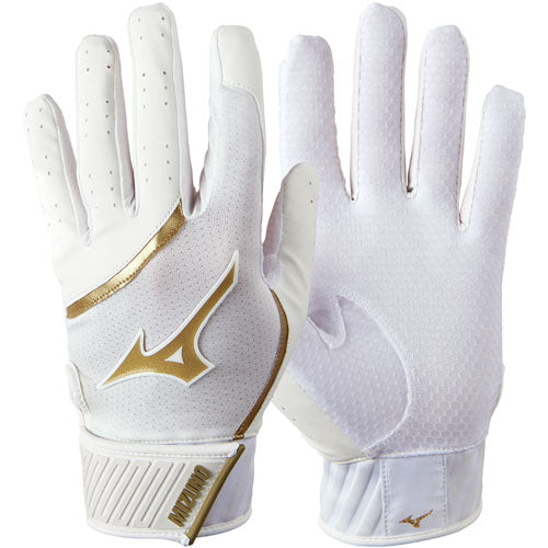 Mizuno MVP Batting Gloves - White/Gold