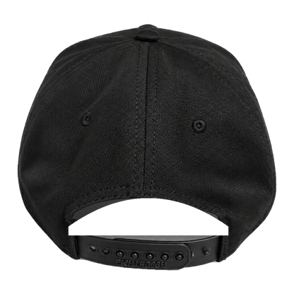Black Fieldhouse adjustable snapback cap, rear view