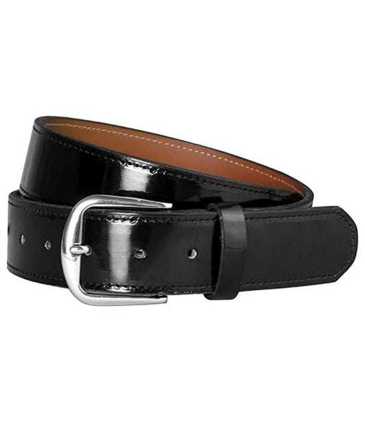 Representative black leather baseball and softball belt