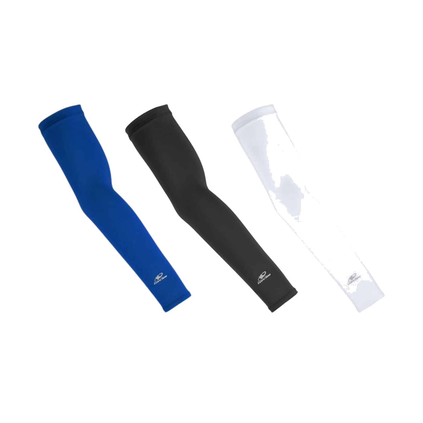 Lizard Skins performance arm sleeves in blue, black and white