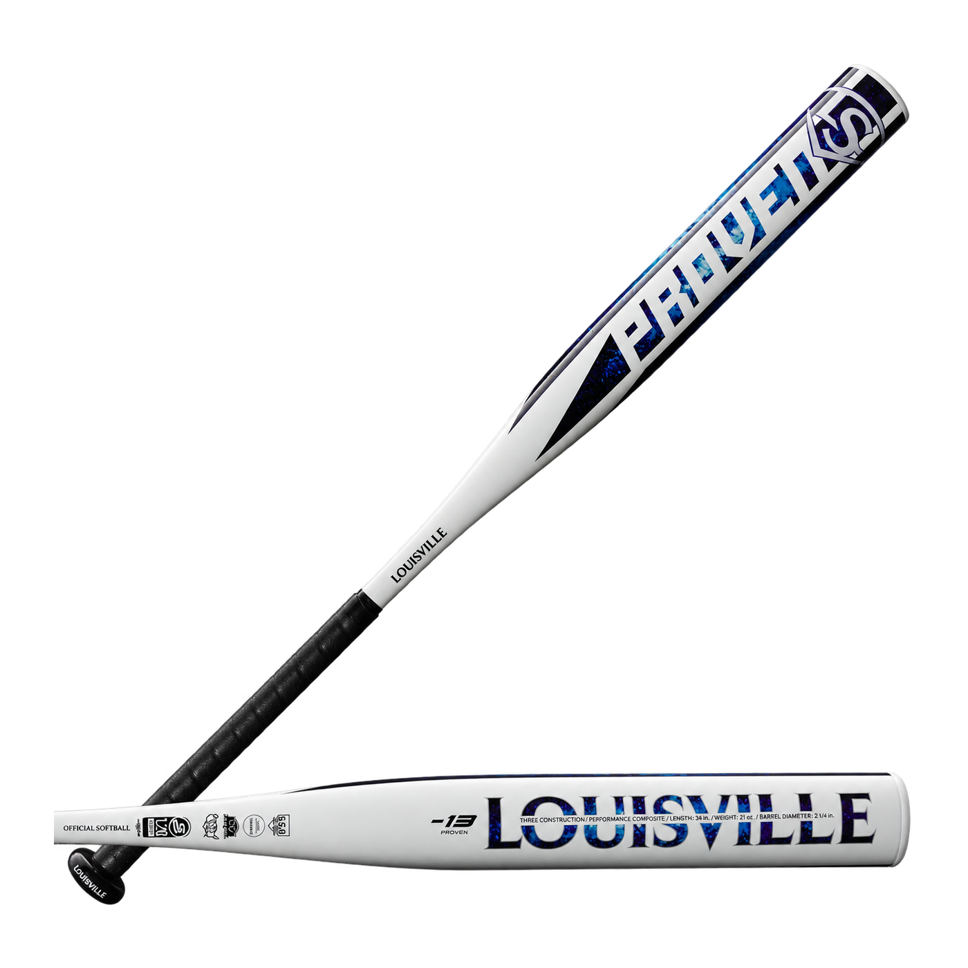 Louisville Slugger Proven (-13) fastpitch softball bat on a transparent background