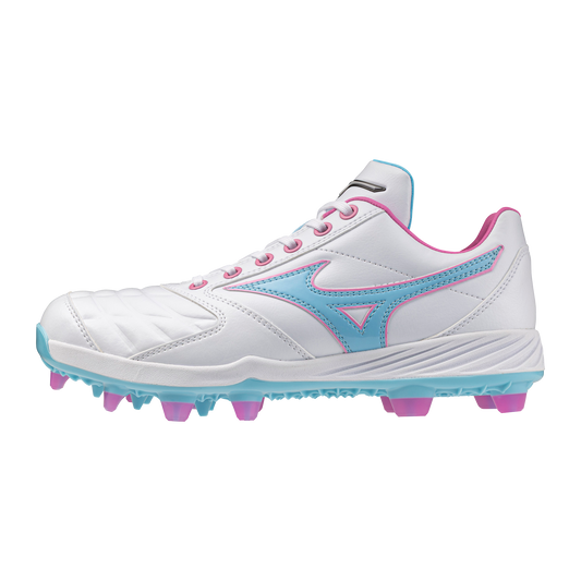 Mizuno Pro Select Fastpitch Women's TPU Moulded Cleats - White/Blue Jewel/Pink