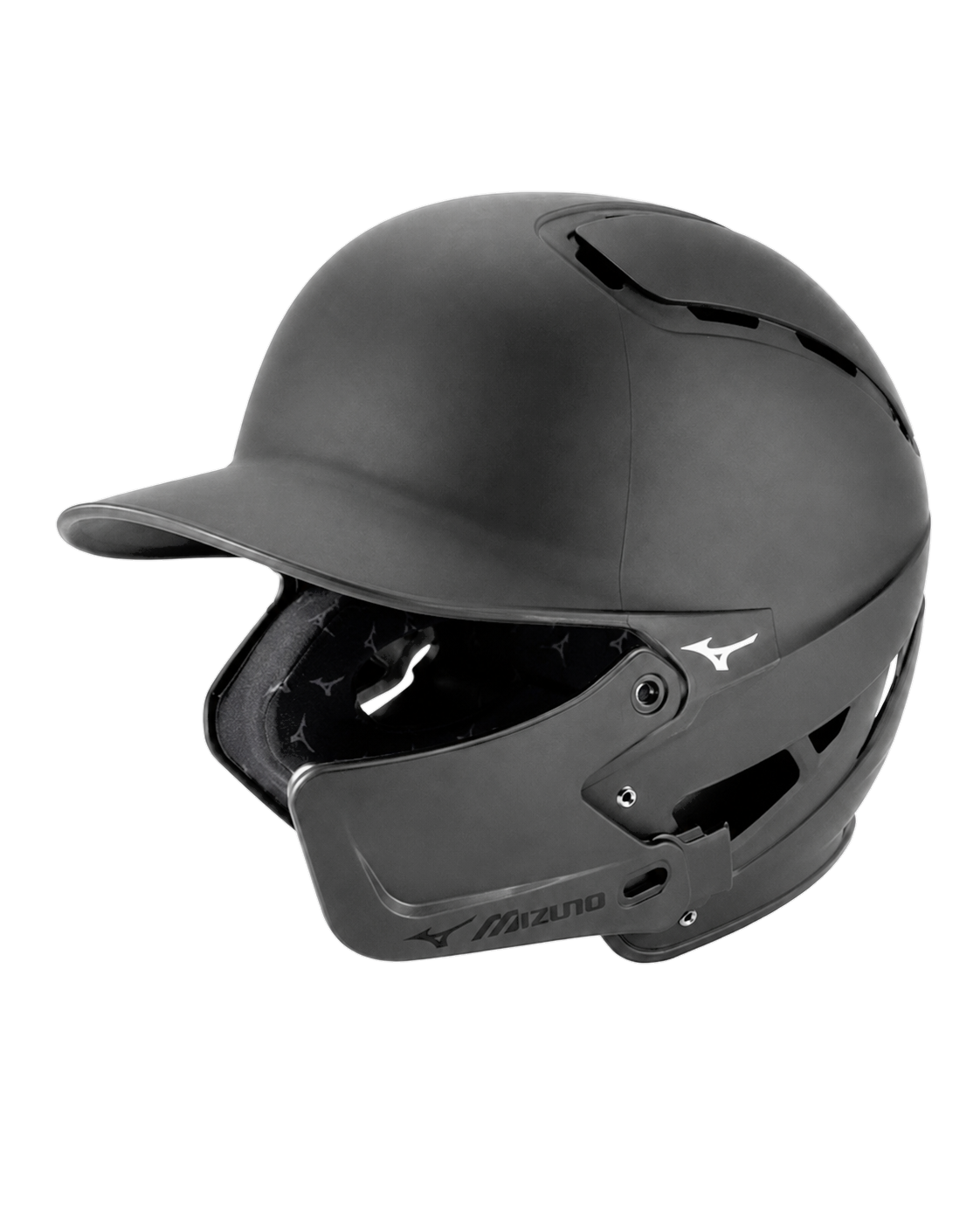 Black Mizuno B6 batting helmet with C-Flap for a right-handed hitter
