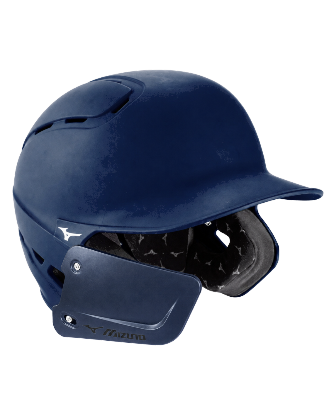 Navy Mizuno B6 batting helmet with C-Flap for a left-handed hitter