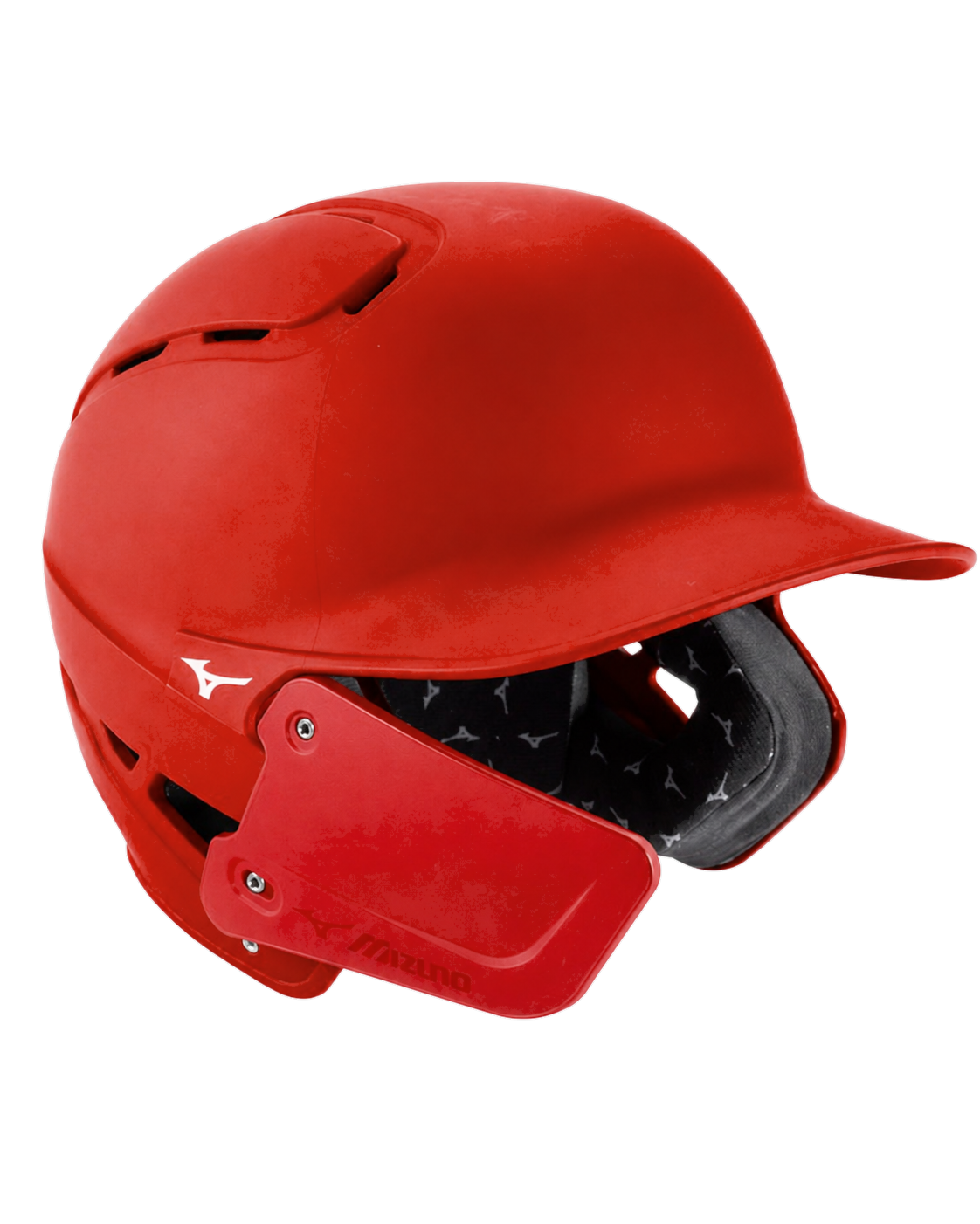 Red Mizuno B6 batting helmet with C-Flap for a left-handed hitter