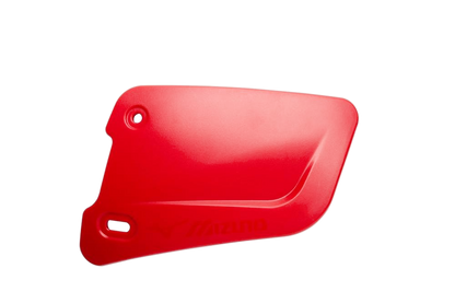 Red Mizuno batter's face protector