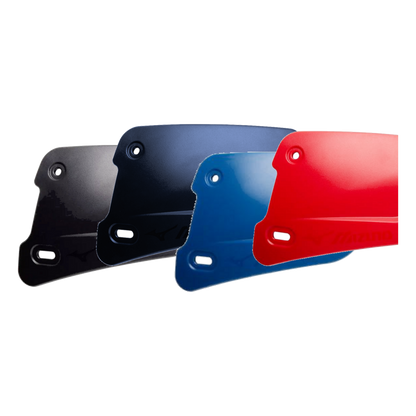 Mizuno batter's face protectors in black, navy, blue and red