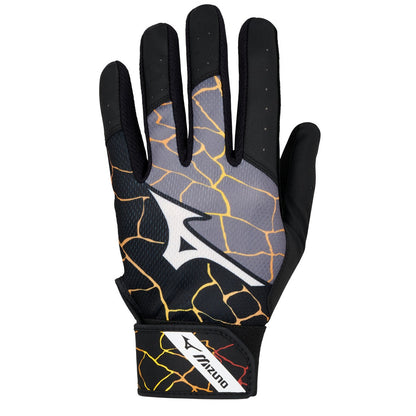 Mizuno MVP batting gloves in black and orange
