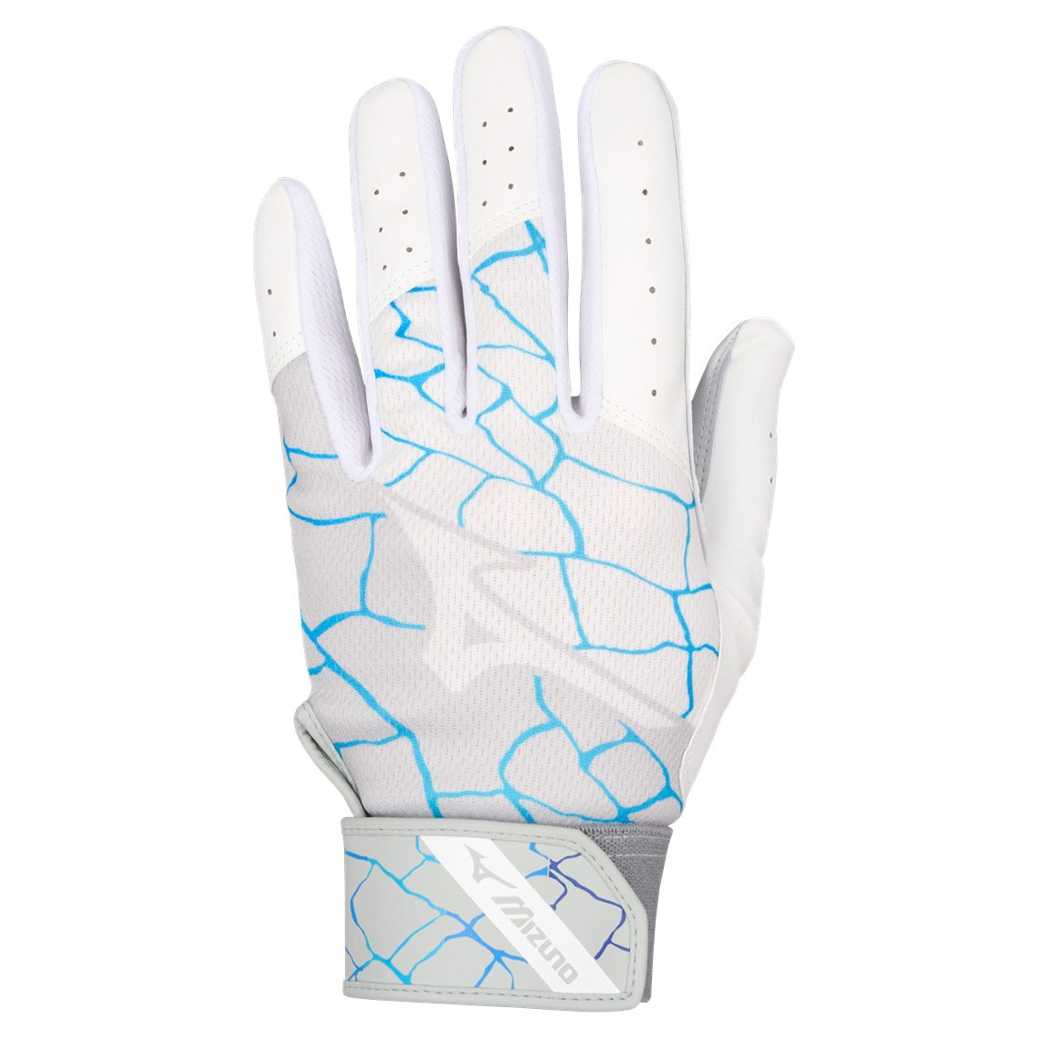 Mizuno MVP batting gloves in white and blue