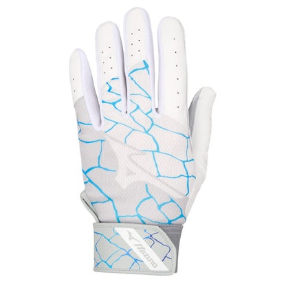 Mizuno MVP batting gloves in white and blue