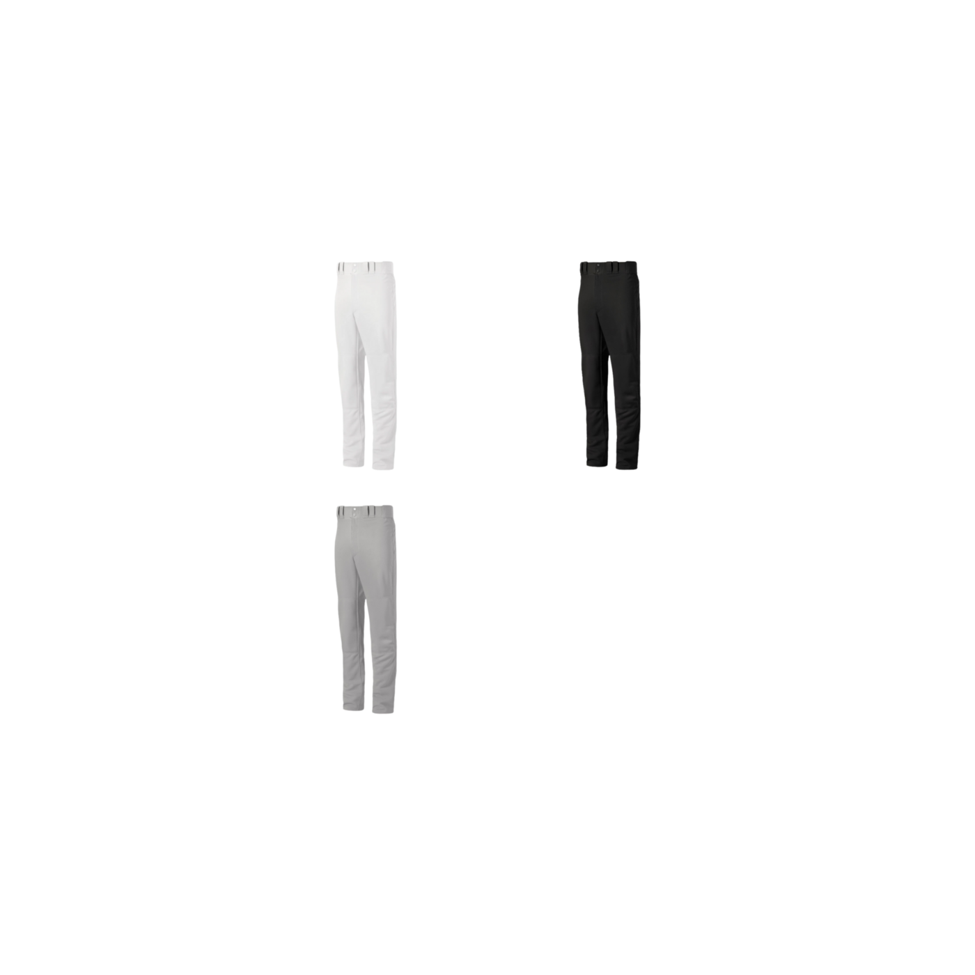 Mizuno Premier Pro adult pants in white, grey and black