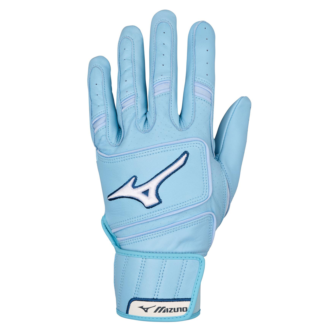 Mizuno Pro Select batting gloves in light blue
